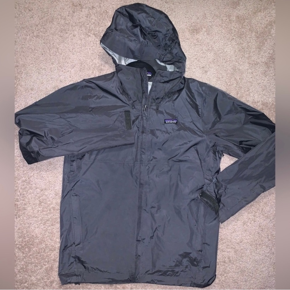 Mens Patagonia Grey H2No Hooded Torrentshell Full Zip Up Rain Coat Jacket Sz L